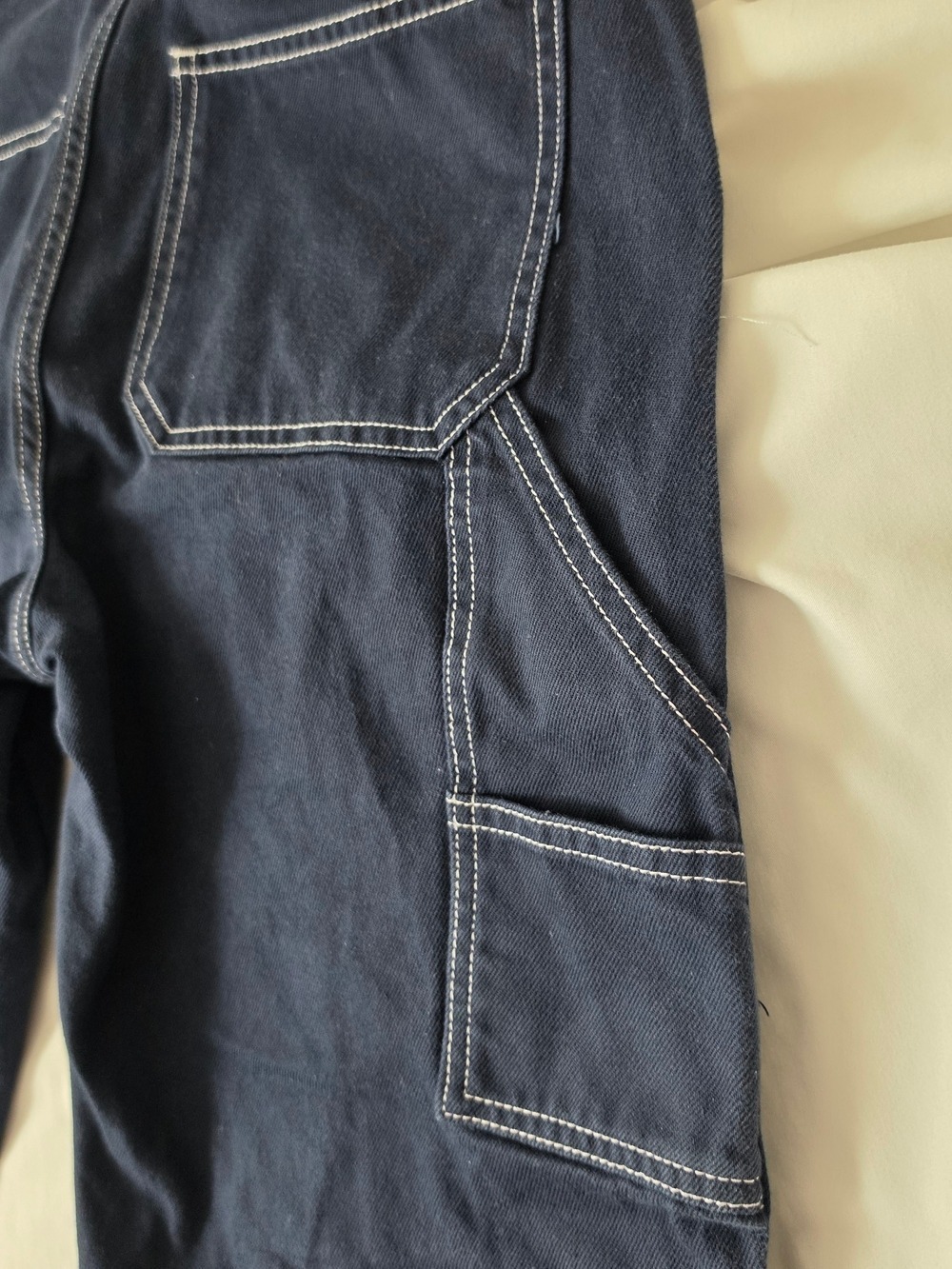 Zara High Rise Carpenter Pants Dark Blue Size 31 - Picture 6 of 11